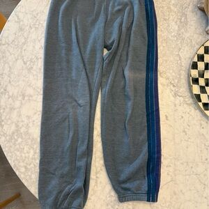 Aviator Nation Gray Sweatpants with Blue Stripe